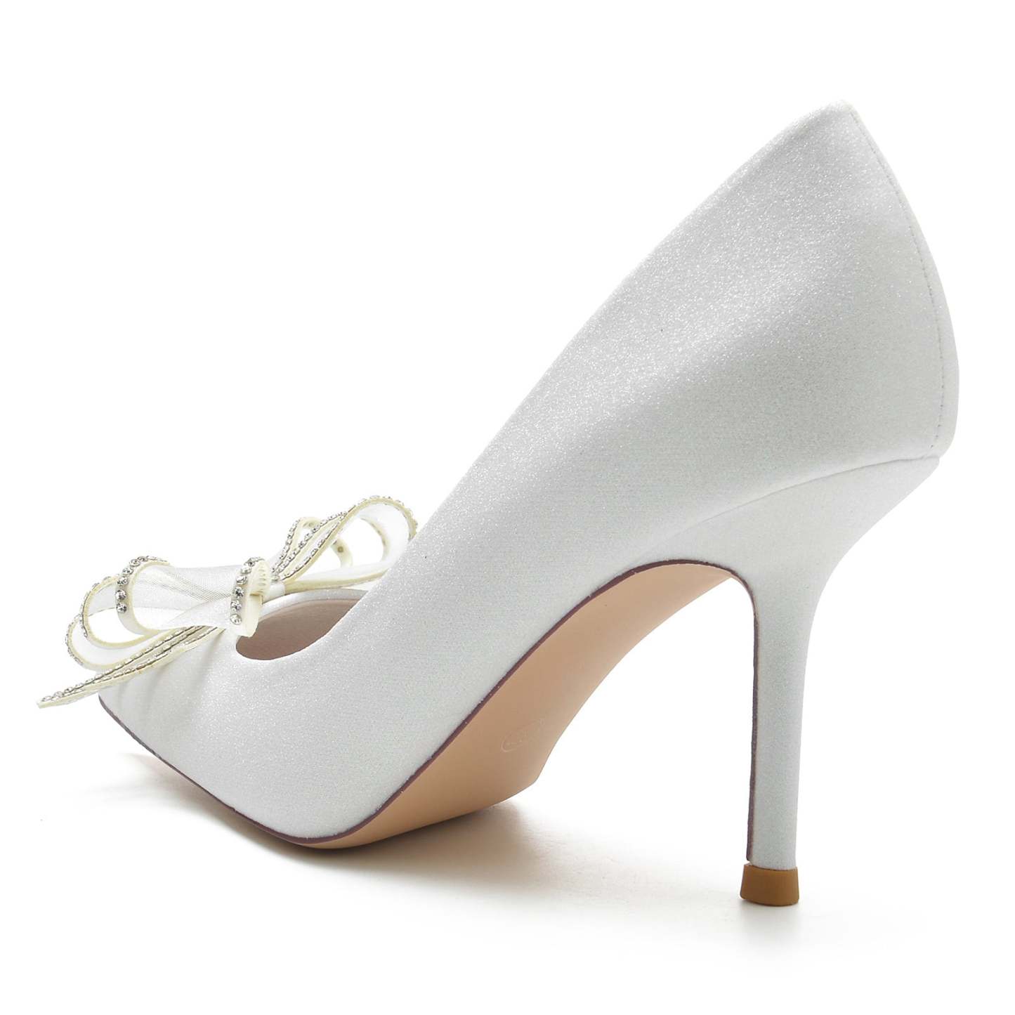 Bridal Stiletto Shoes for Women with Glitter and Pointed Toe Flower Design