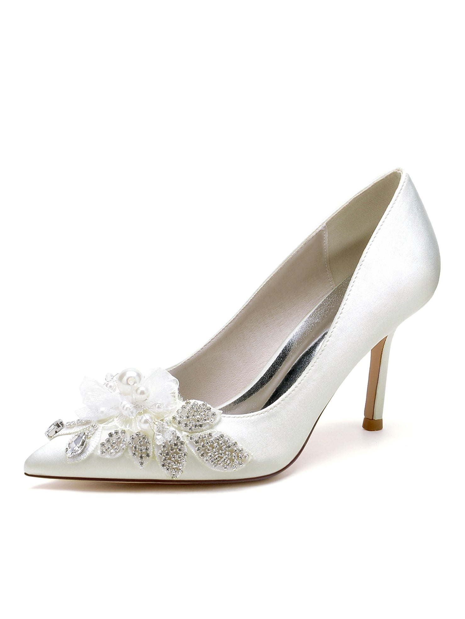 Bridal High Heel Lace Wedding Shoes for Women with Open Toe