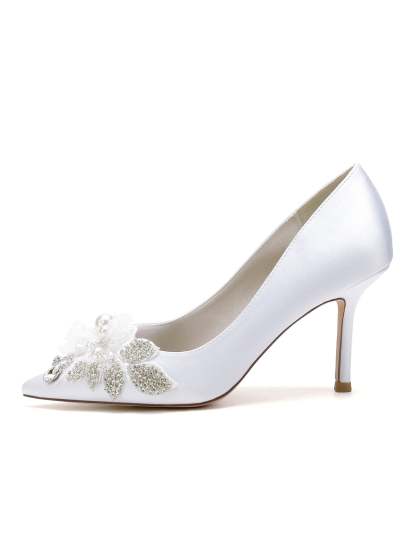 Bridal High Heel Lace Wedding Shoes for Women with Open Toe