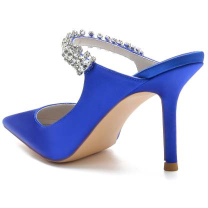 Bridal Stiletto Shoes for Women with Satin Finish and Rhinestone Accents