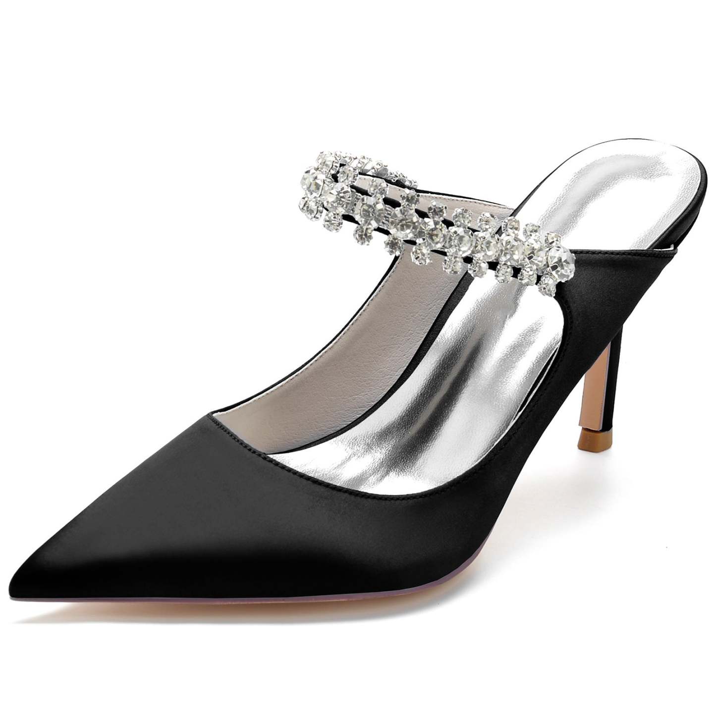 Bridal Stiletto Shoes for Women with Satin Finish and Rhinestone Accents