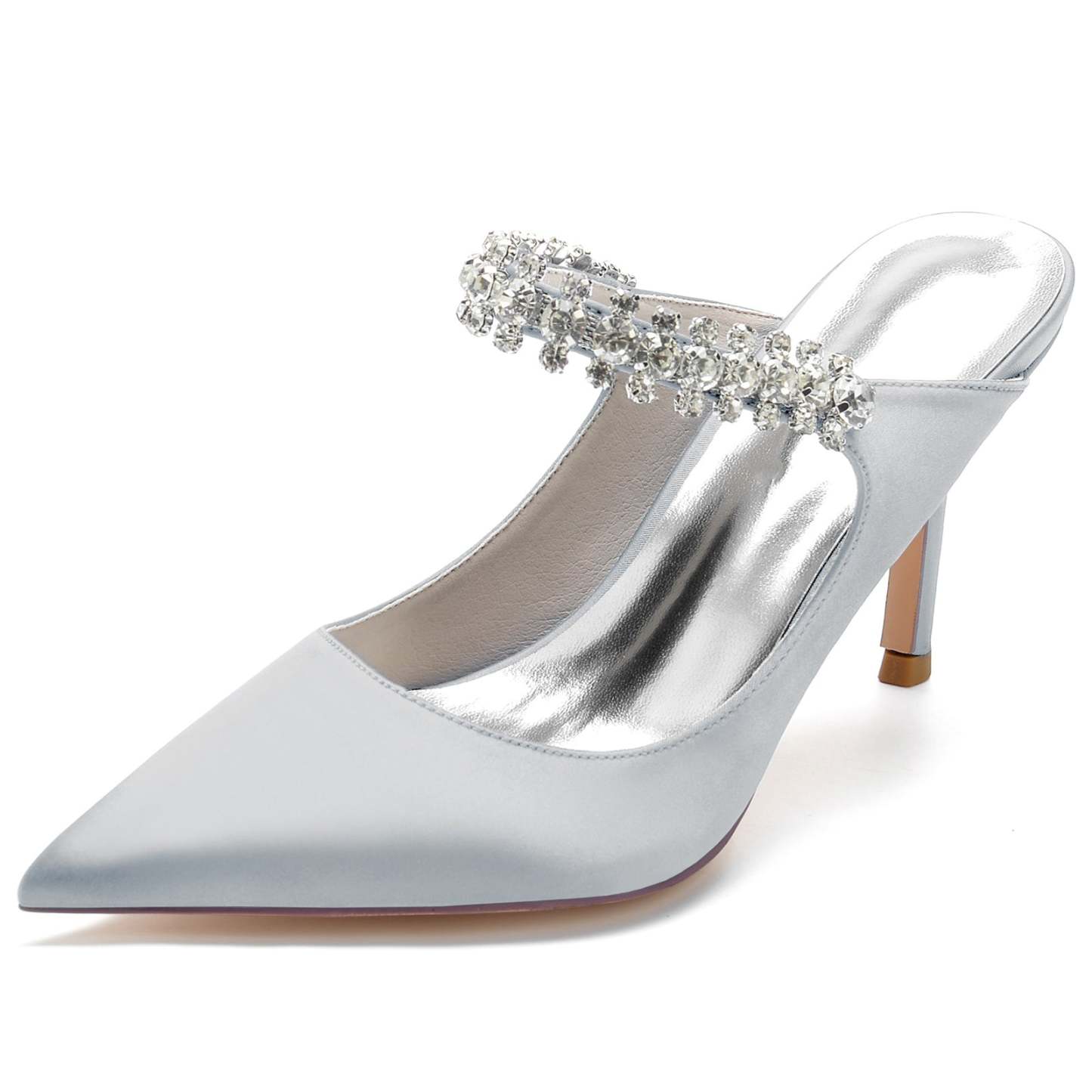 Bridal Stiletto Shoes for Women with Satin Finish and Rhinestone Accents