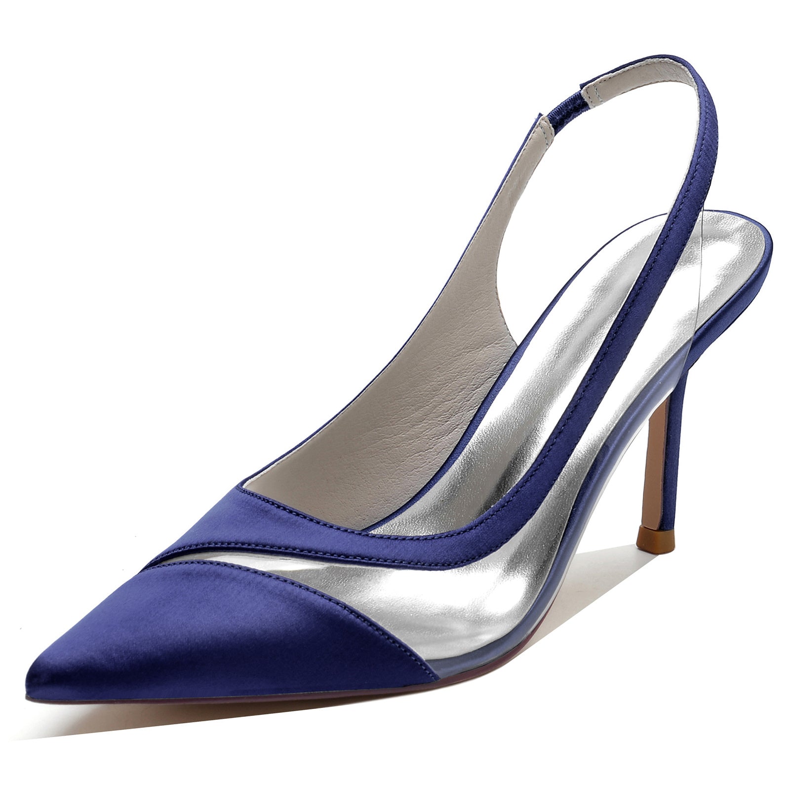 Bridal Stiletto Shoes for Women with Silk Satin Pointed Toe and Rubber Buckle