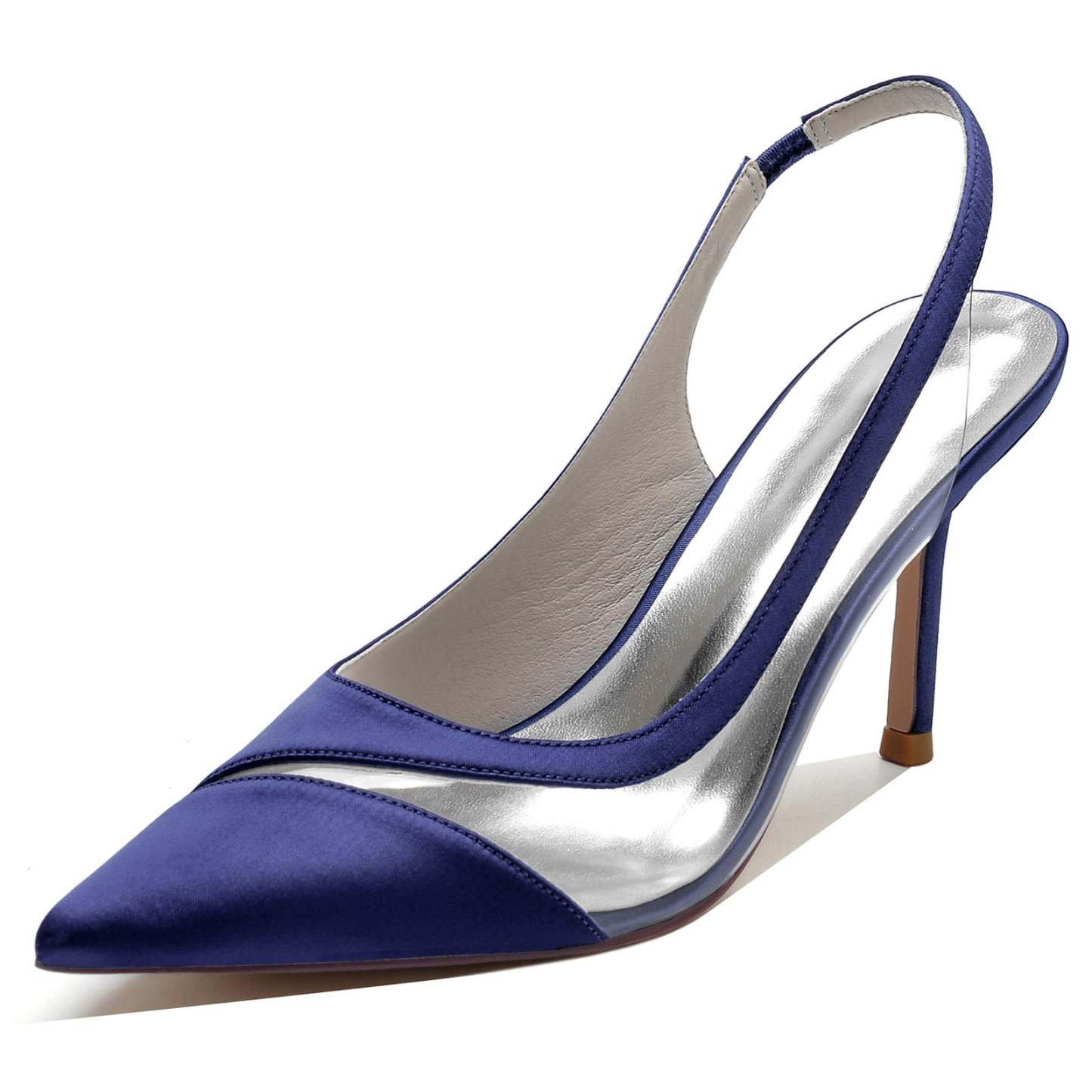 Bridal Stiletto Shoes for Women with Silk Satin Pointed Toe and Rubber Buckle