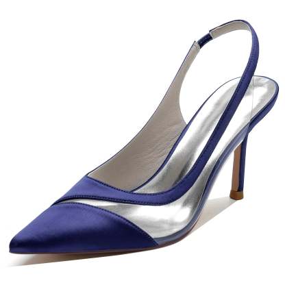 Bridal Stiletto Shoes for Women with Silk Satin Pointed Toe and Rubber Buckle