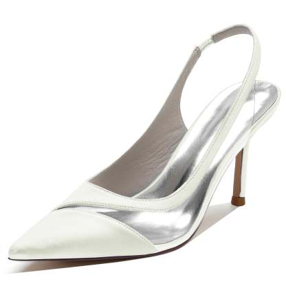 Bridal Stiletto Shoes for Women with Silk Satin Pointed Toe and Rubber Buckle