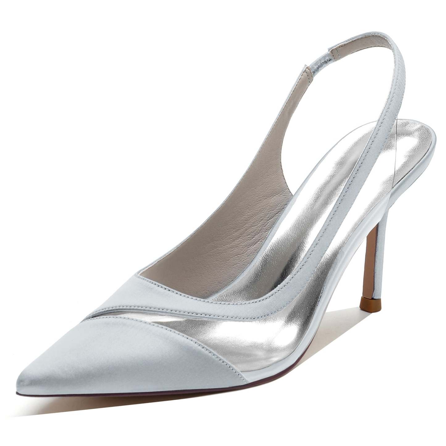 Bridal Stiletto Shoes for Women with Silk Satin Pointed Toe and Rubber Buckle