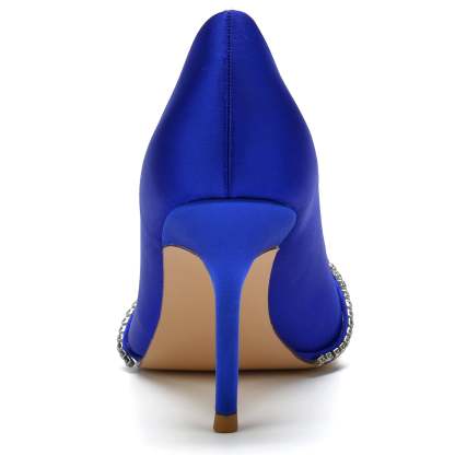 Bridal Stiletto Shoes for Women with Silk Satin and Imitation Crystal Pointed Toe