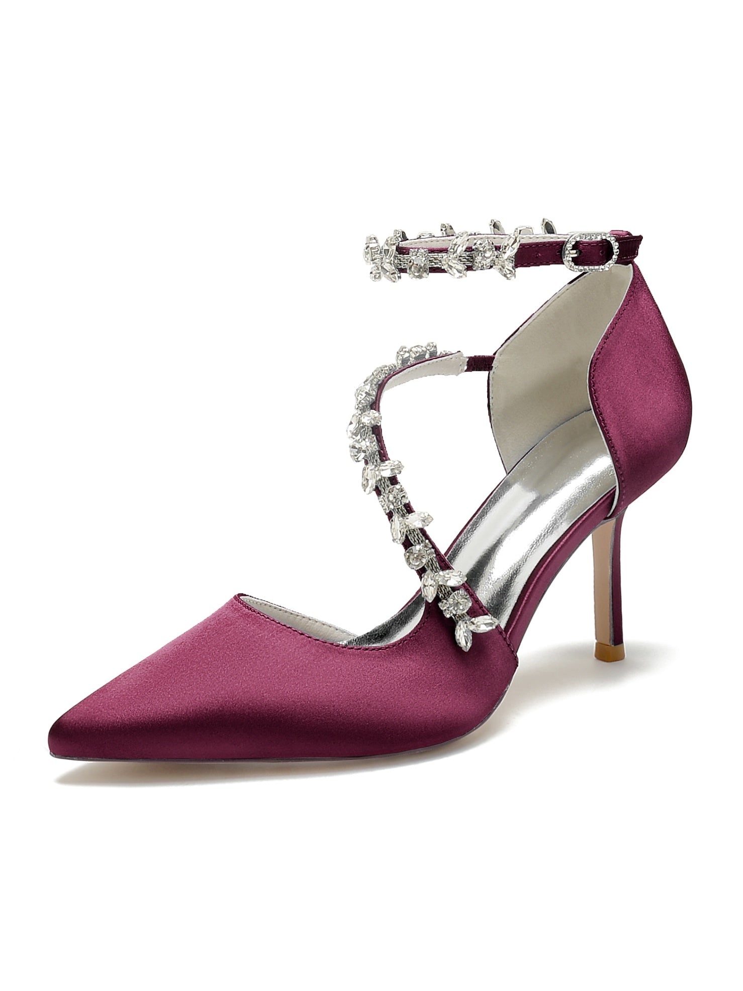 Bridesmaid Wedding Shoes for Women with Rhinestones and Pointed Toe High Heels