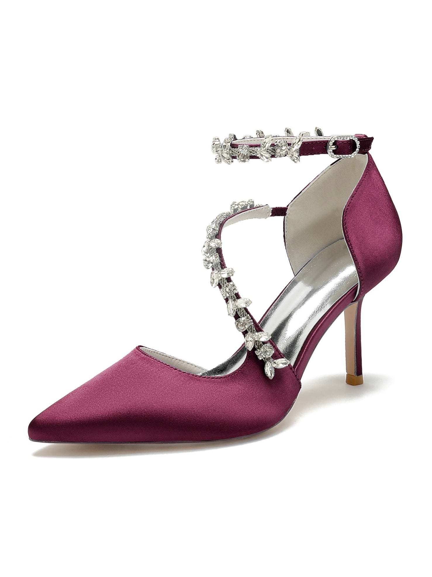 Bridesmaid Wedding Shoes for Women with Rhinestones and Pointed Toe High Heels