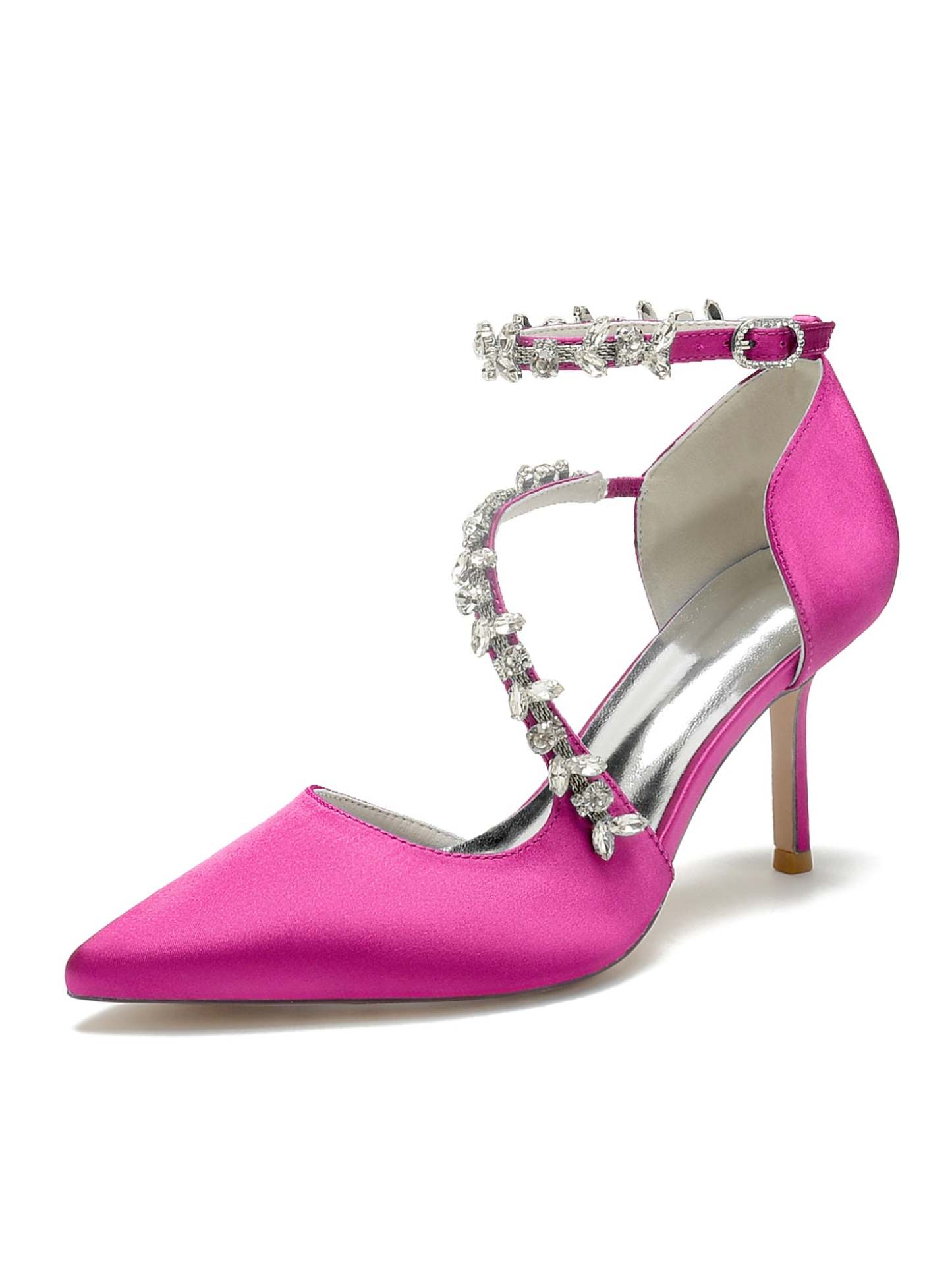 Bridesmaid Wedding Shoes for Women with Rhinestones and Pointed Toe High Heels