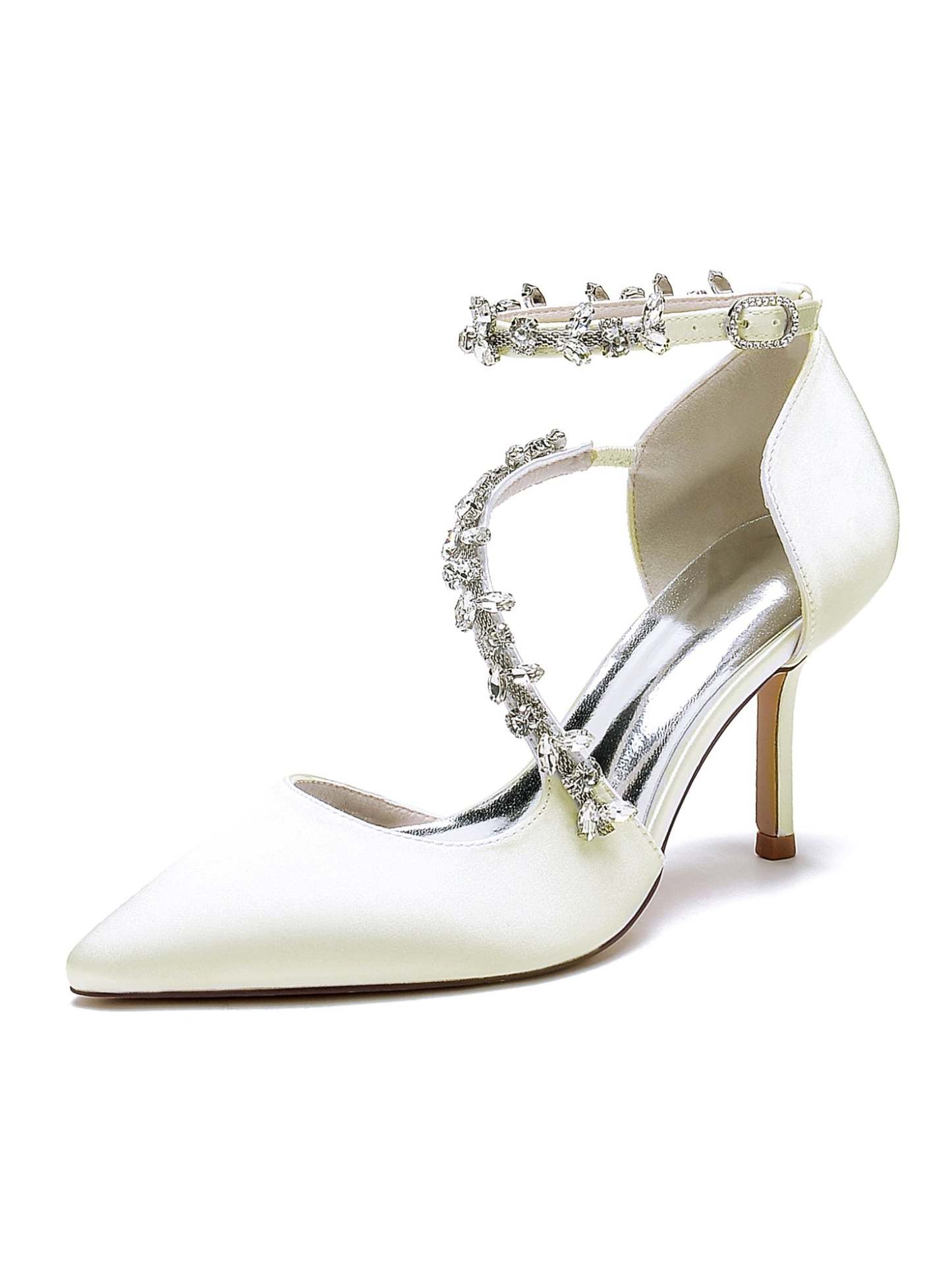 Bridesmaid Wedding Shoes for Women with Rhinestones and Pointed Toe High Heels