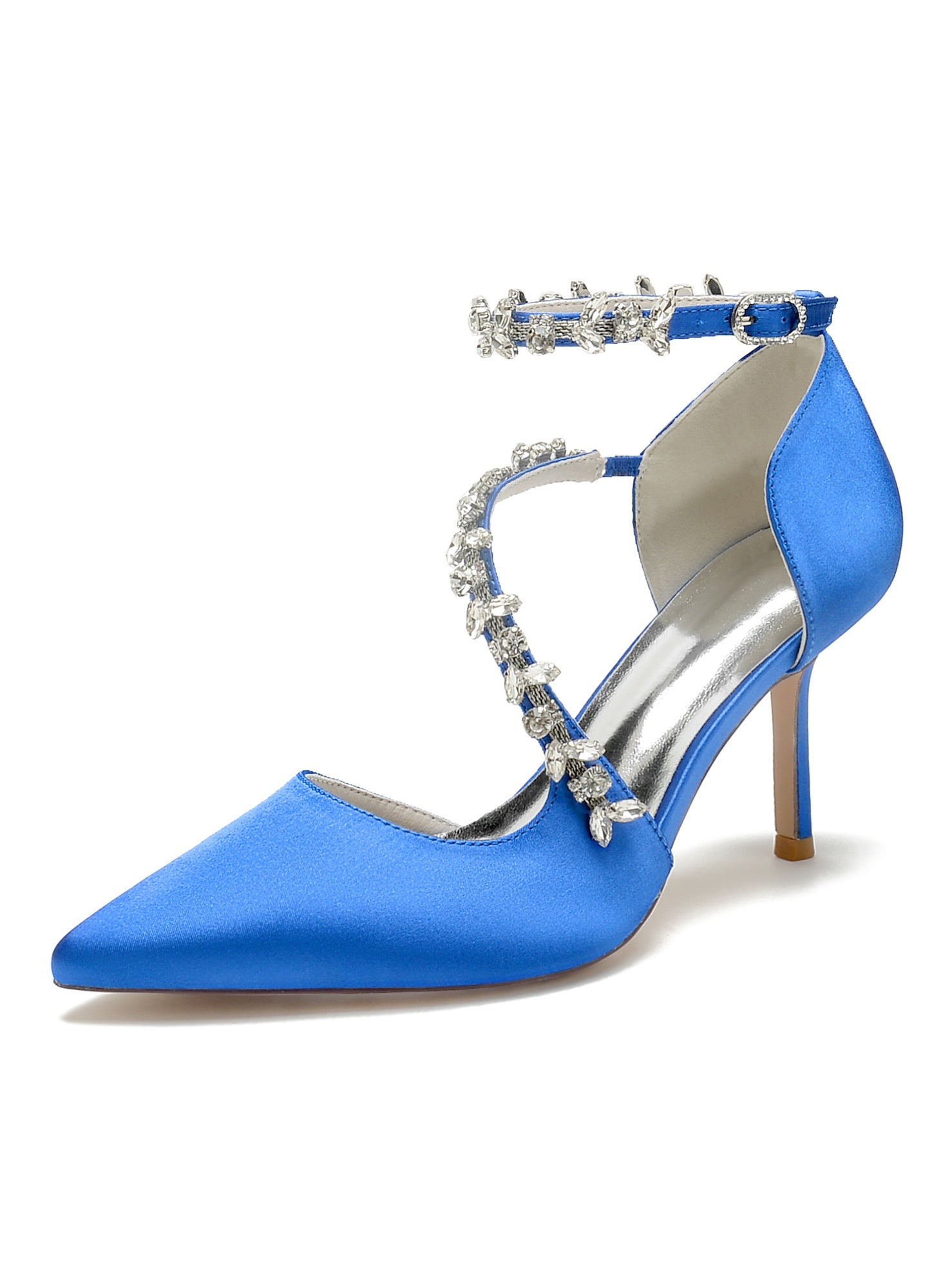 Bridesmaid Wedding Shoes for Women with Rhinestones and Pointed Toe High Heels