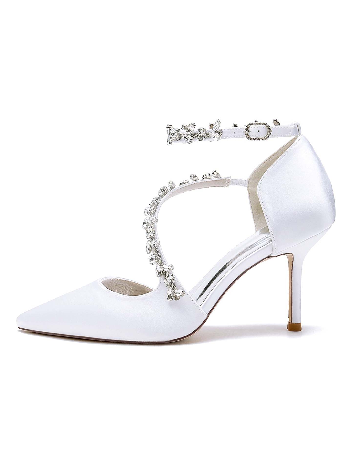 Bridesmaid Wedding Shoes for Women with Rhinestones and Pointed Toe High Heels