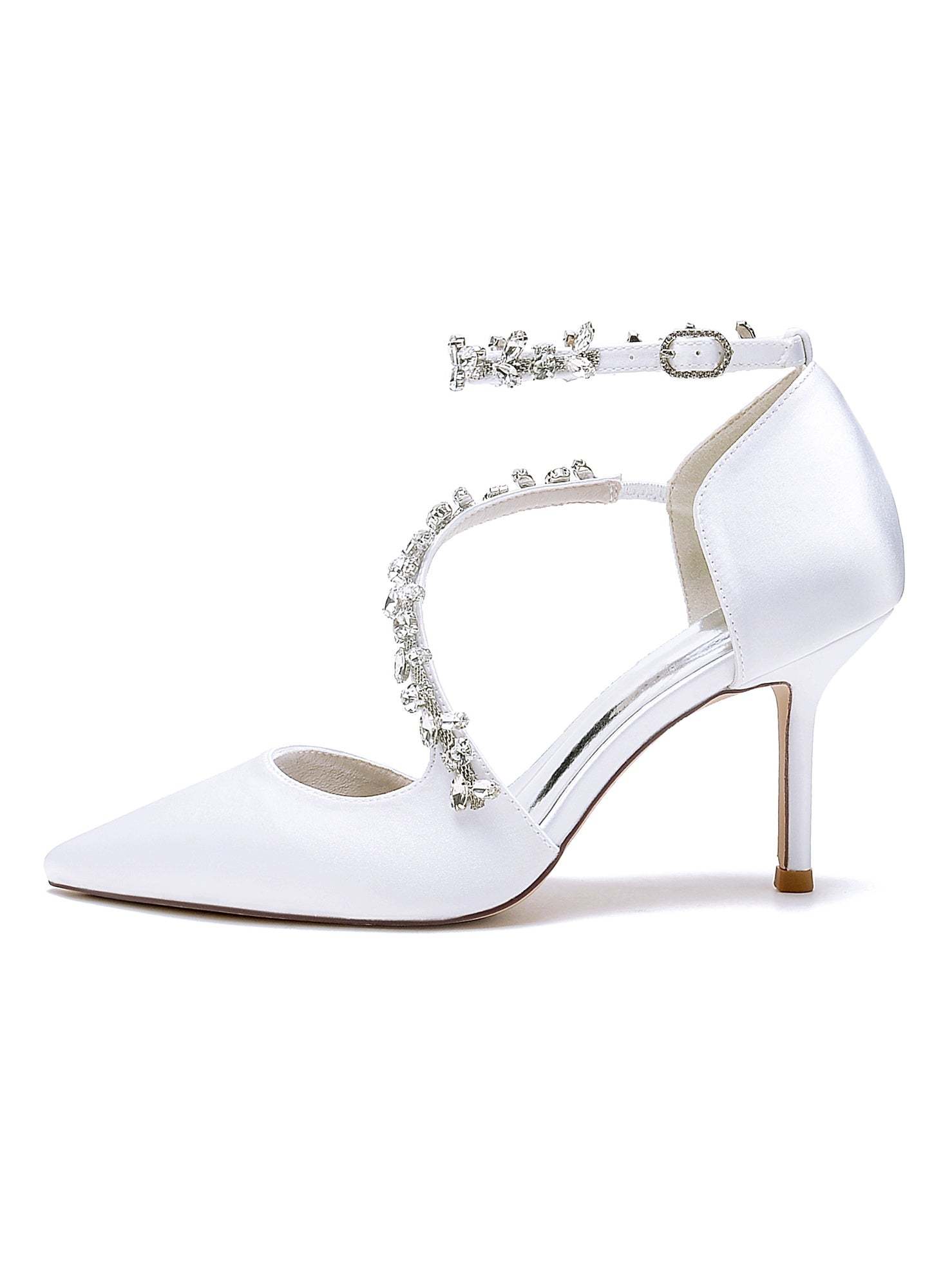 Bridesmaid Wedding Shoes for Women with Rhinestones and Pointed Toe High Heels