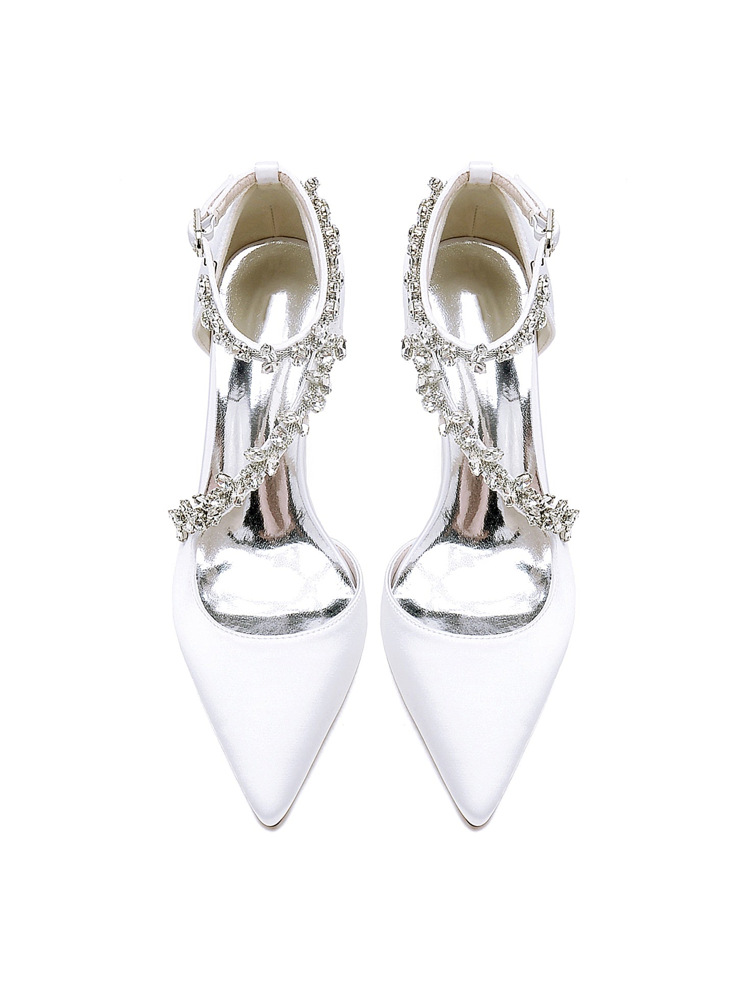 Bridesmaid Wedding Shoes for Women with Rhinestones and Pointed Toe High Heels