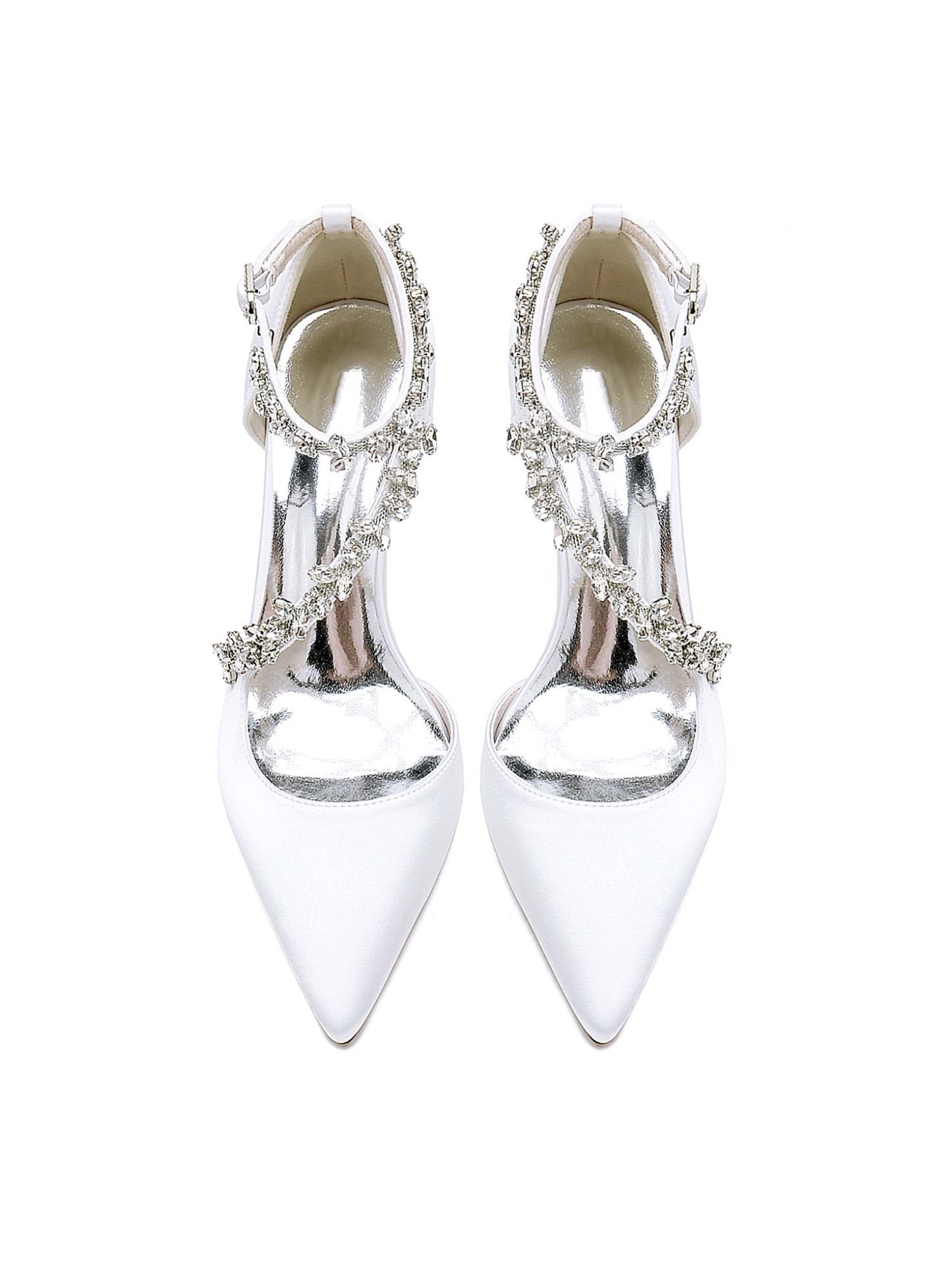 Bridal Shoes for Women with Rhinestones Mid Heel and Pointed Toe