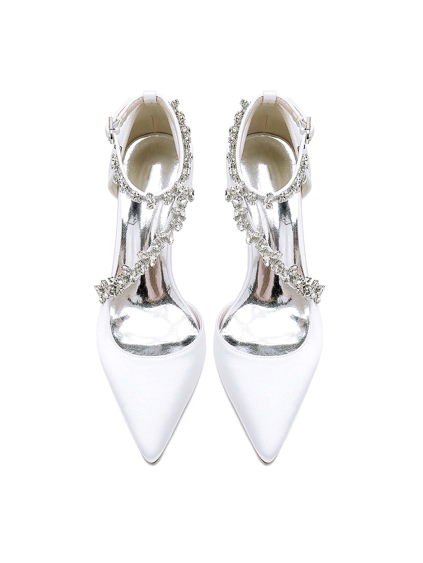 Bridal Shoes for Women with Rhinestones Mid Heel and Pointed Toe