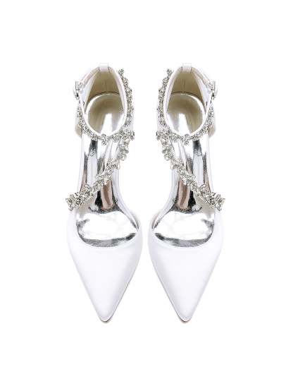 Bridal Shoes for Women with Rhinestones Mid Heel and Pointed Toe