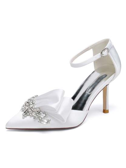 Bridesmaid's Rhinestone High Heel Pointed Toe Wedding Shoes for Women