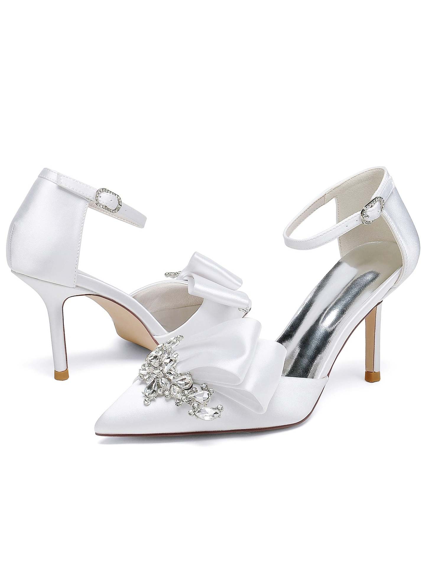 Bridesmaid's Rhinestone High Heel Pointed Toe Wedding Shoes for Women