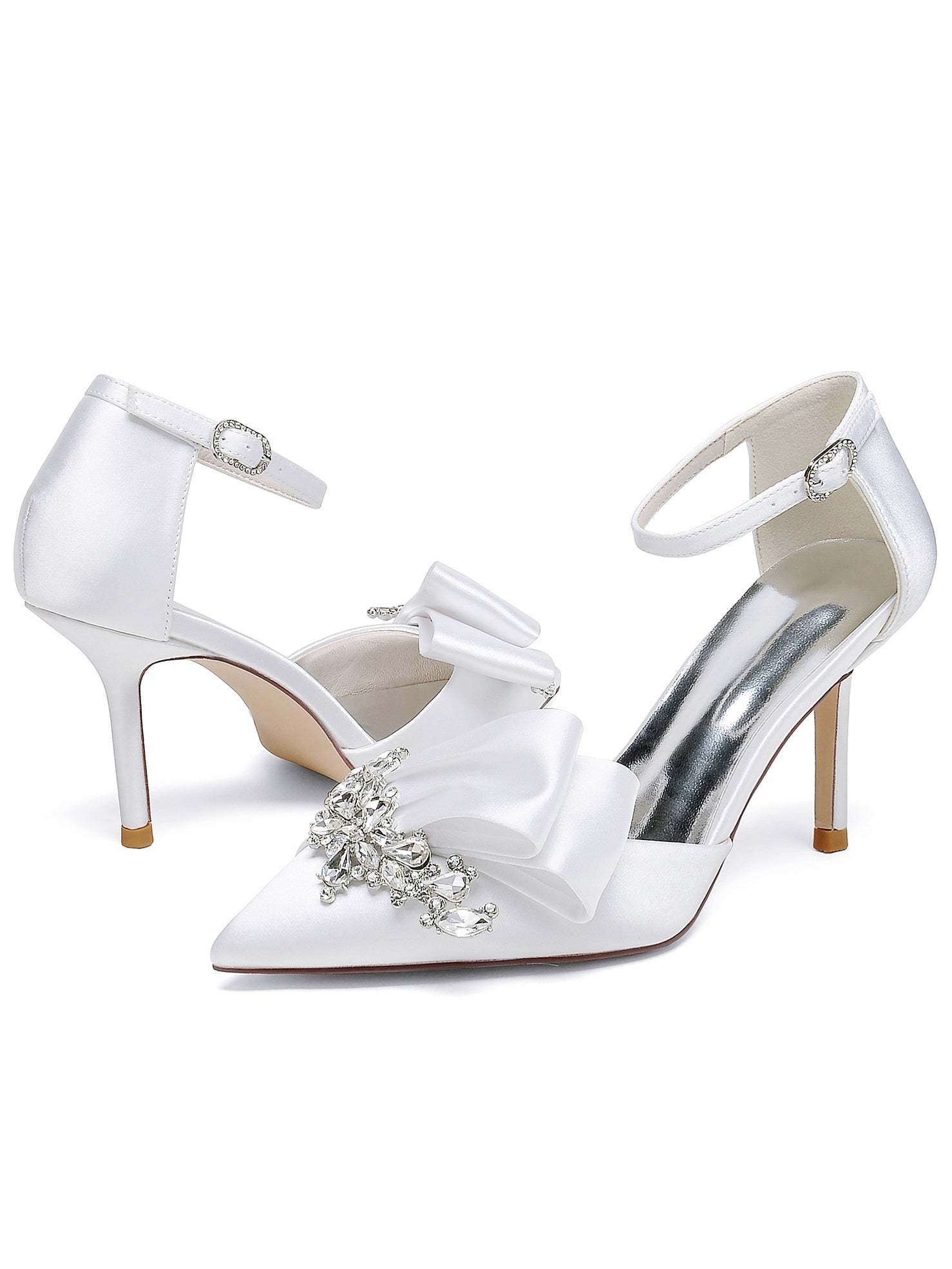 Bridesmaid's Rhinestone High Heel Pointed Toe Wedding Shoes for Women