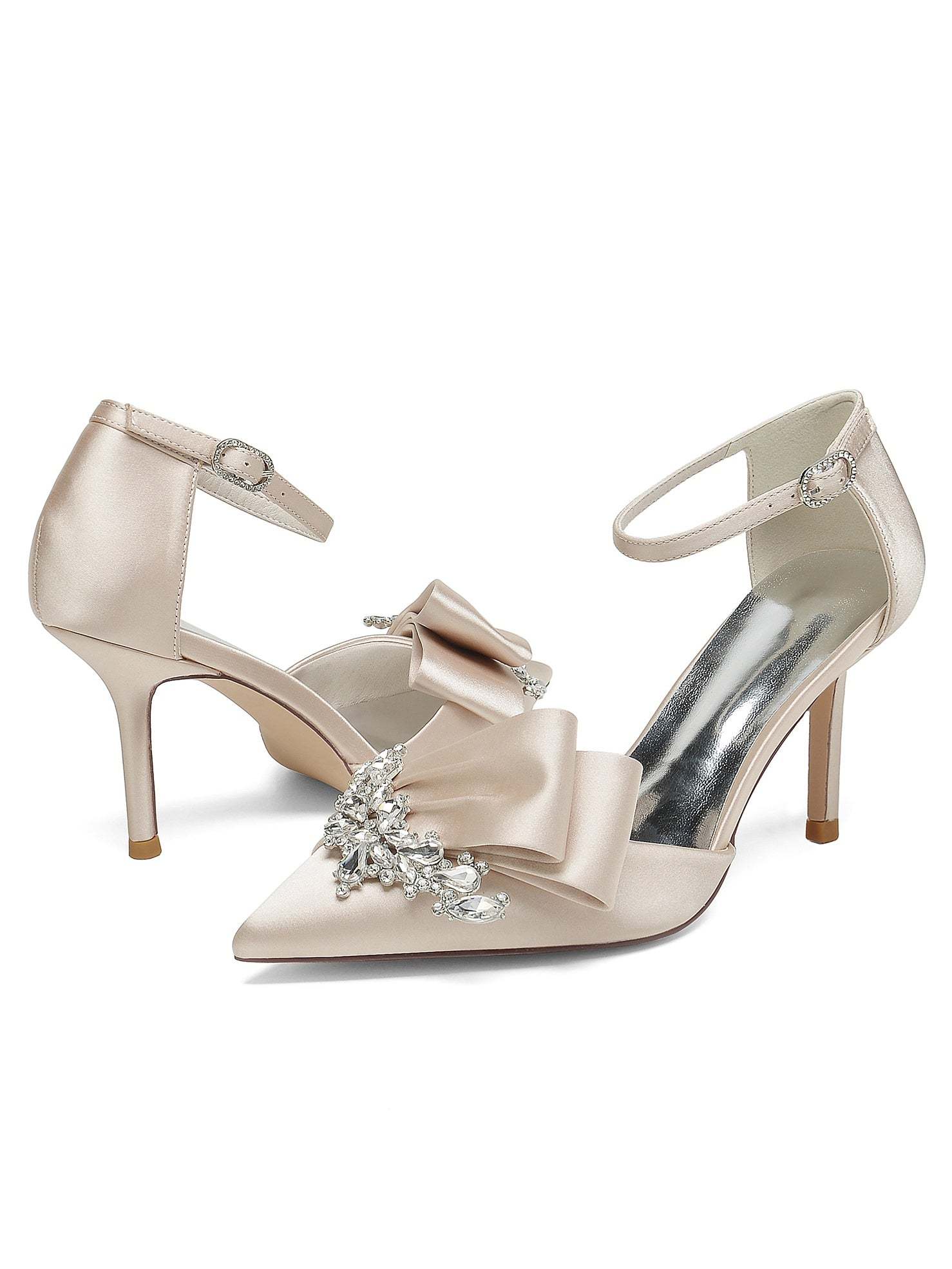 Bridesmaid's Rhinestone High Heel Pointed Toe Wedding Shoes for Women