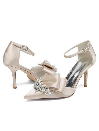 Bridesmaid's Rhinestone High Heel Pointed Toe Wedding Shoes for Women