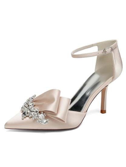 Bridesmaid's Rhinestone High Heel Pointed Toe Wedding Shoes for Women