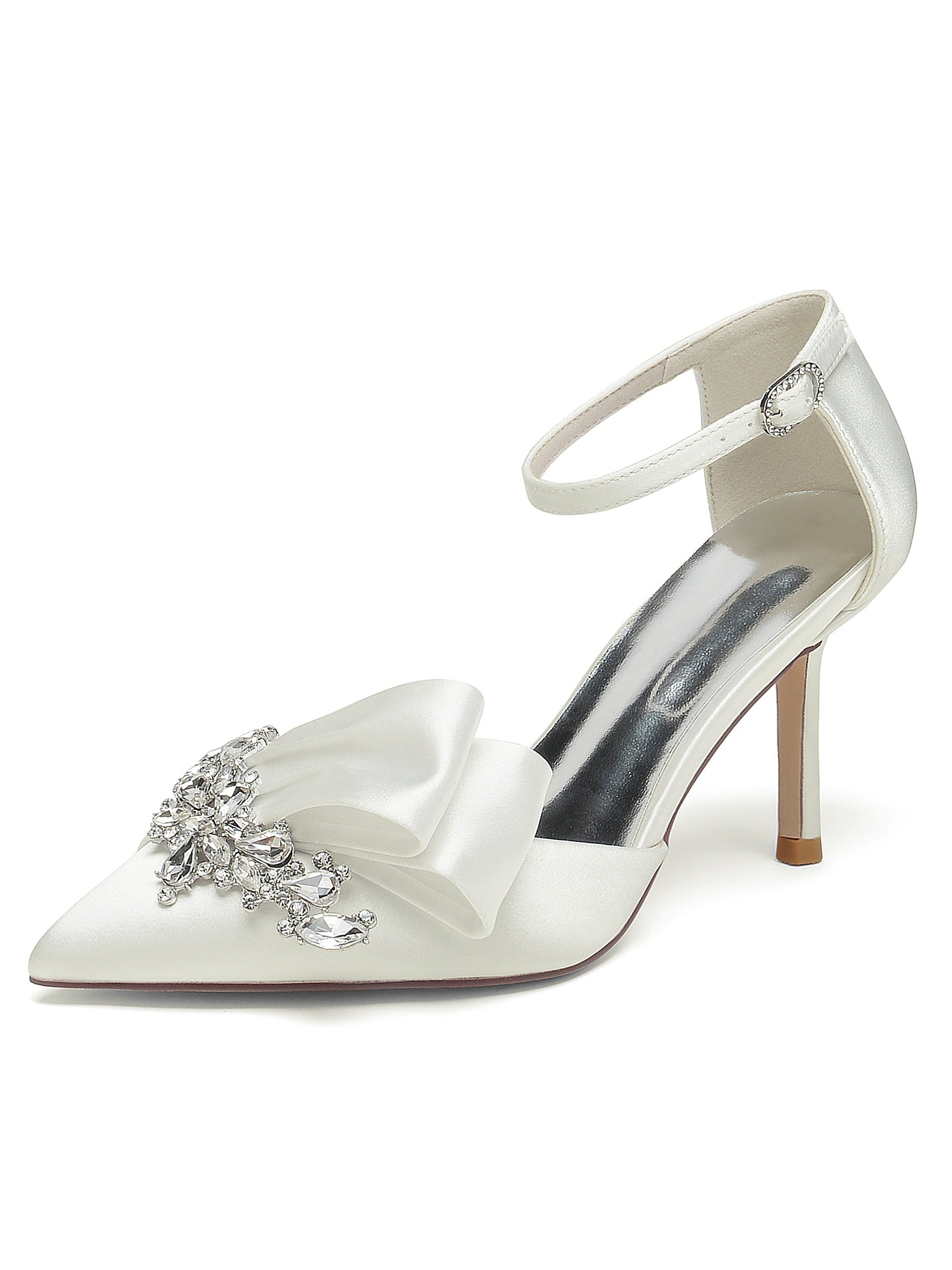 Bridesmaid's Rhinestone High Heel Pointed Toe Wedding Shoes for Women
