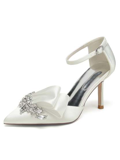 Bridesmaid's Rhinestone High Heel Pointed Toe Wedding Shoes for Women