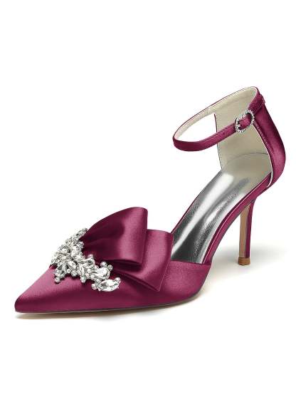 Bridesmaid's Rhinestone High Heel Pointed Toe Wedding Shoes for Women