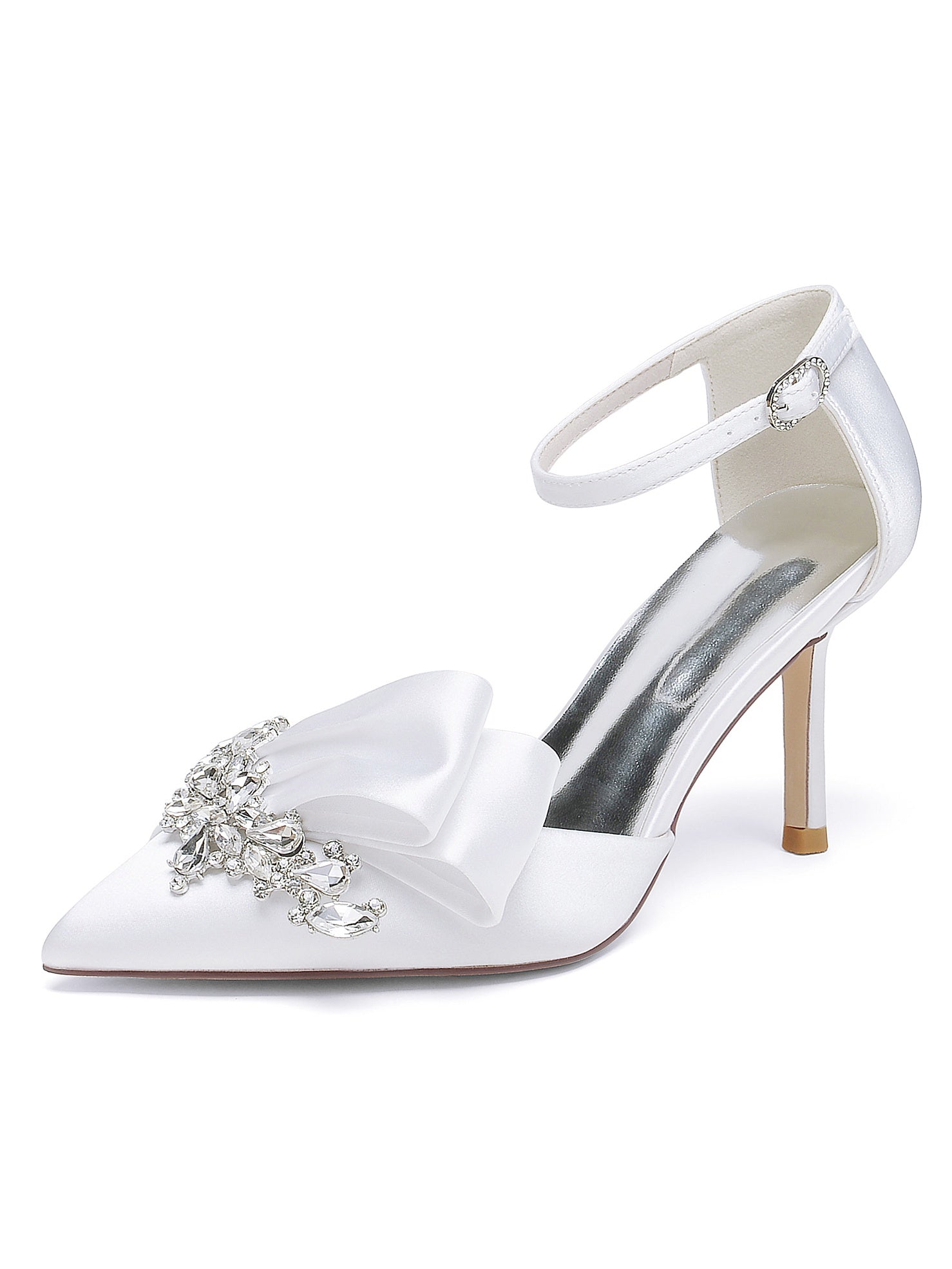Bridesmaid's Rhinestone High Heel Pointed Toe Wedding Shoes for Women