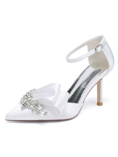 Bridesmaid's Rhinestone High Heel Pointed Toe Wedding Shoes for Women