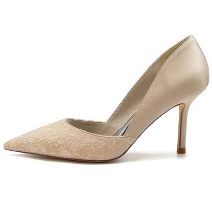 Bridal Satin Stiletto Heels with Pointed Toe for Women
