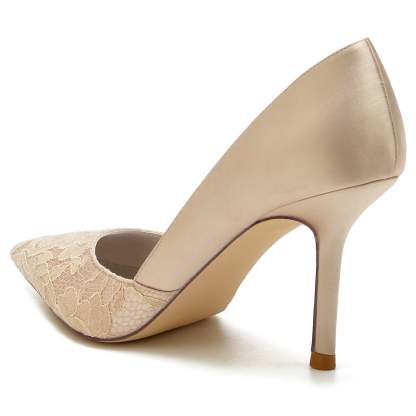 Bridal Satin Stiletto Heels with Pointed Toe for Women