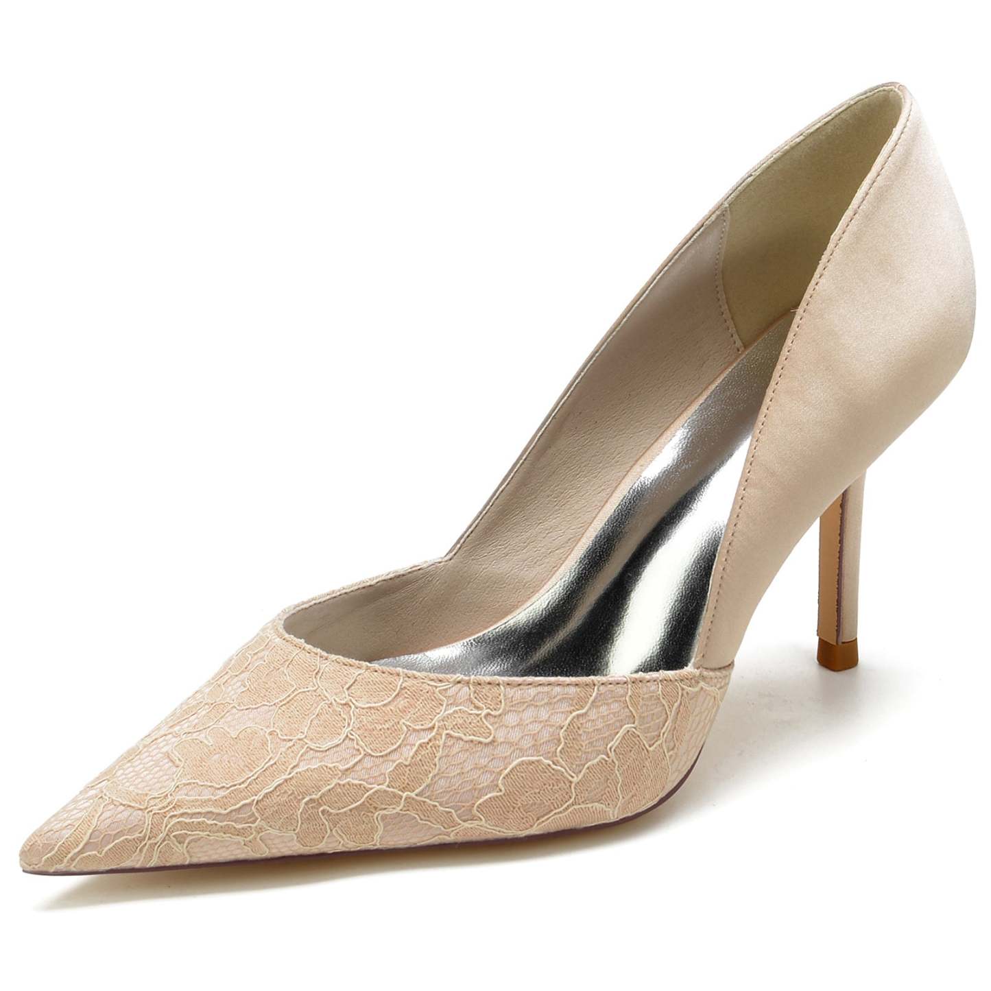 Bridal Satin Stiletto Heels with Pointed Toe for Women