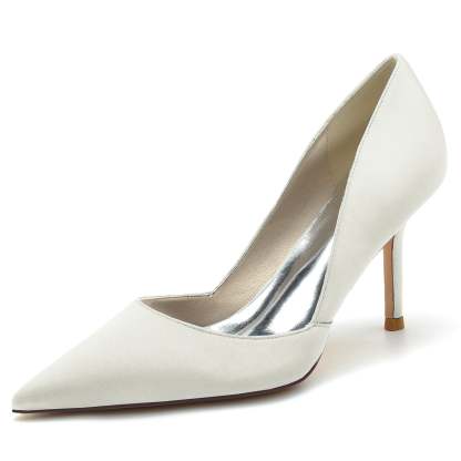 Bridal Stiletto Shoes for Women - Pointed Toe Silk Satin Minimalist Wedding Footwear