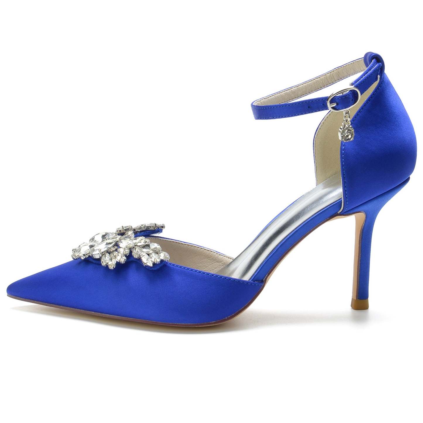 Bridal Stiletto Shoes for Women with Crystal Buckles and Pointed Toe