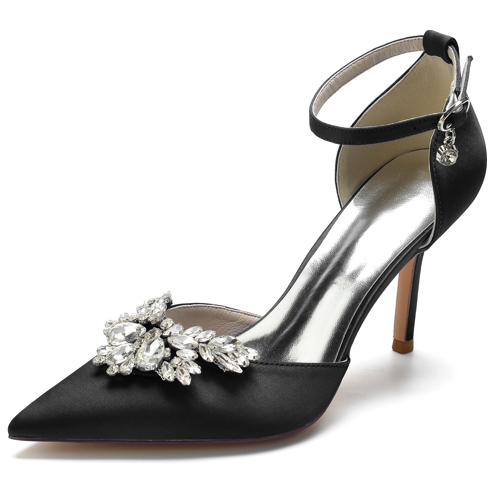 Bridal Stiletto Shoes for Women with Crystal Buckles and Pointed Toe