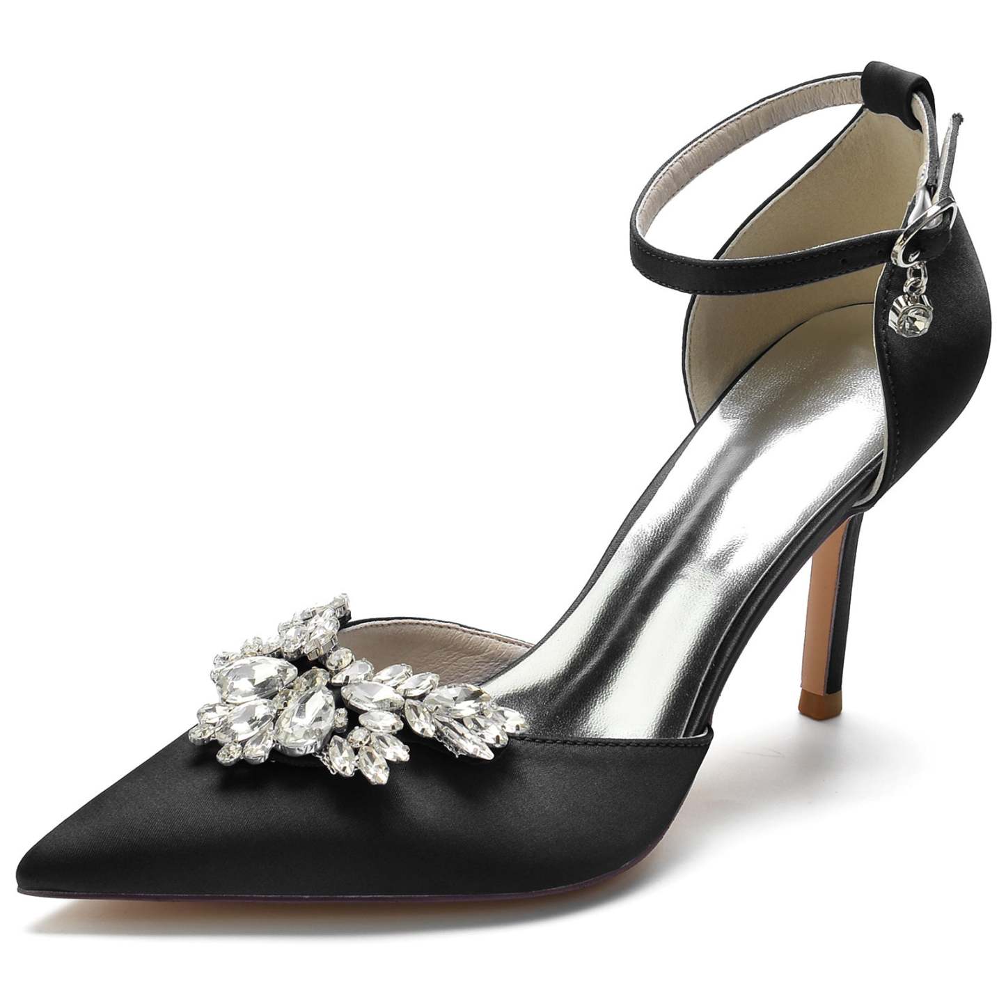 Bridal Stiletto Shoes for Women with Crystal Buckles and Pointed Toe