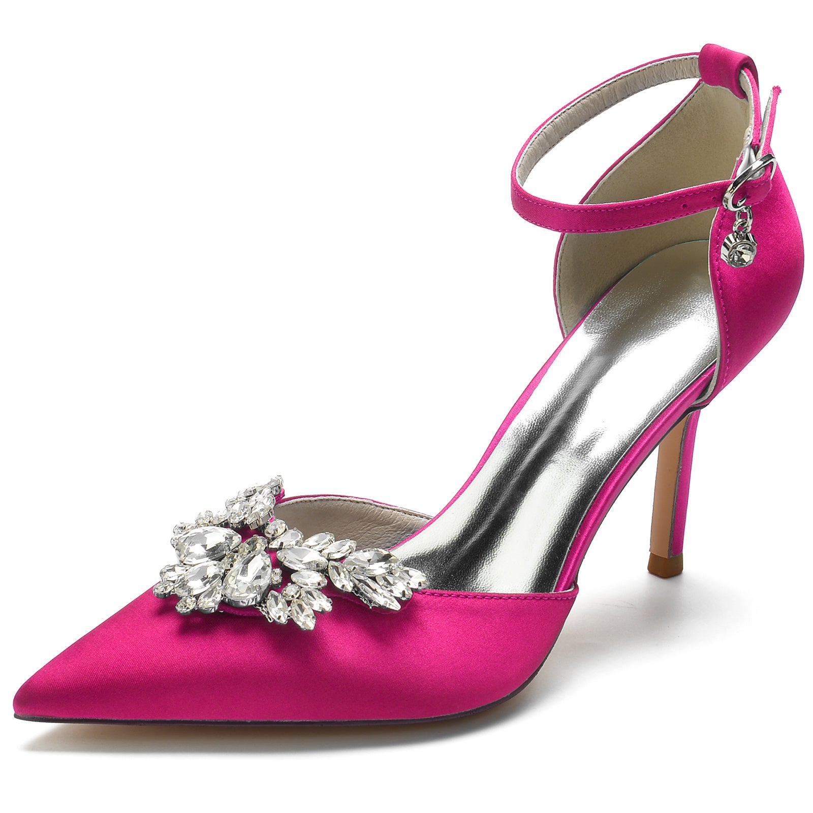 Bridal Stiletto Shoes for Women with Crystal Buckles and Pointed Toe