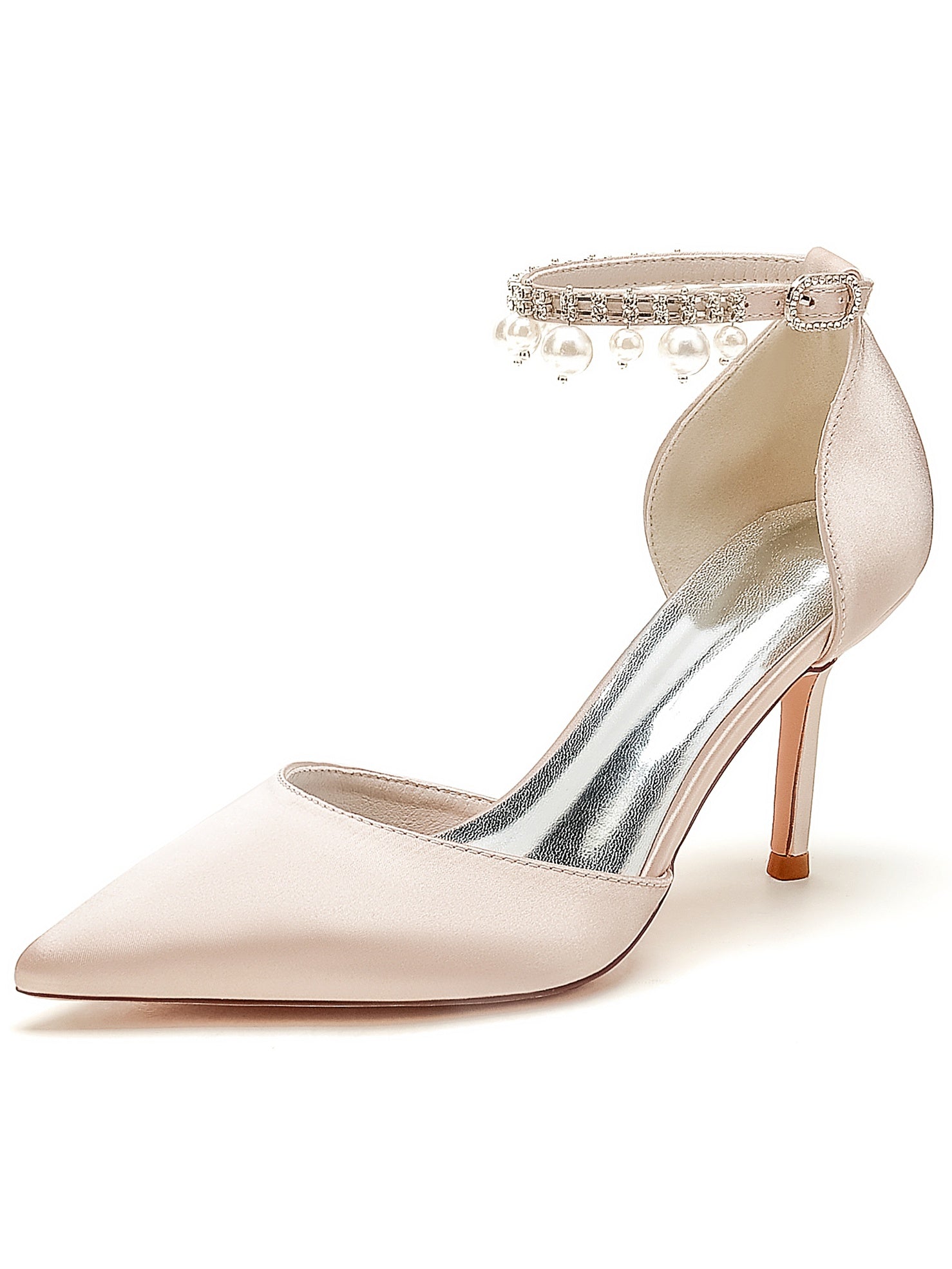 Beaded High Heel Bridesmaid Shoes with Pointed Toe for Women