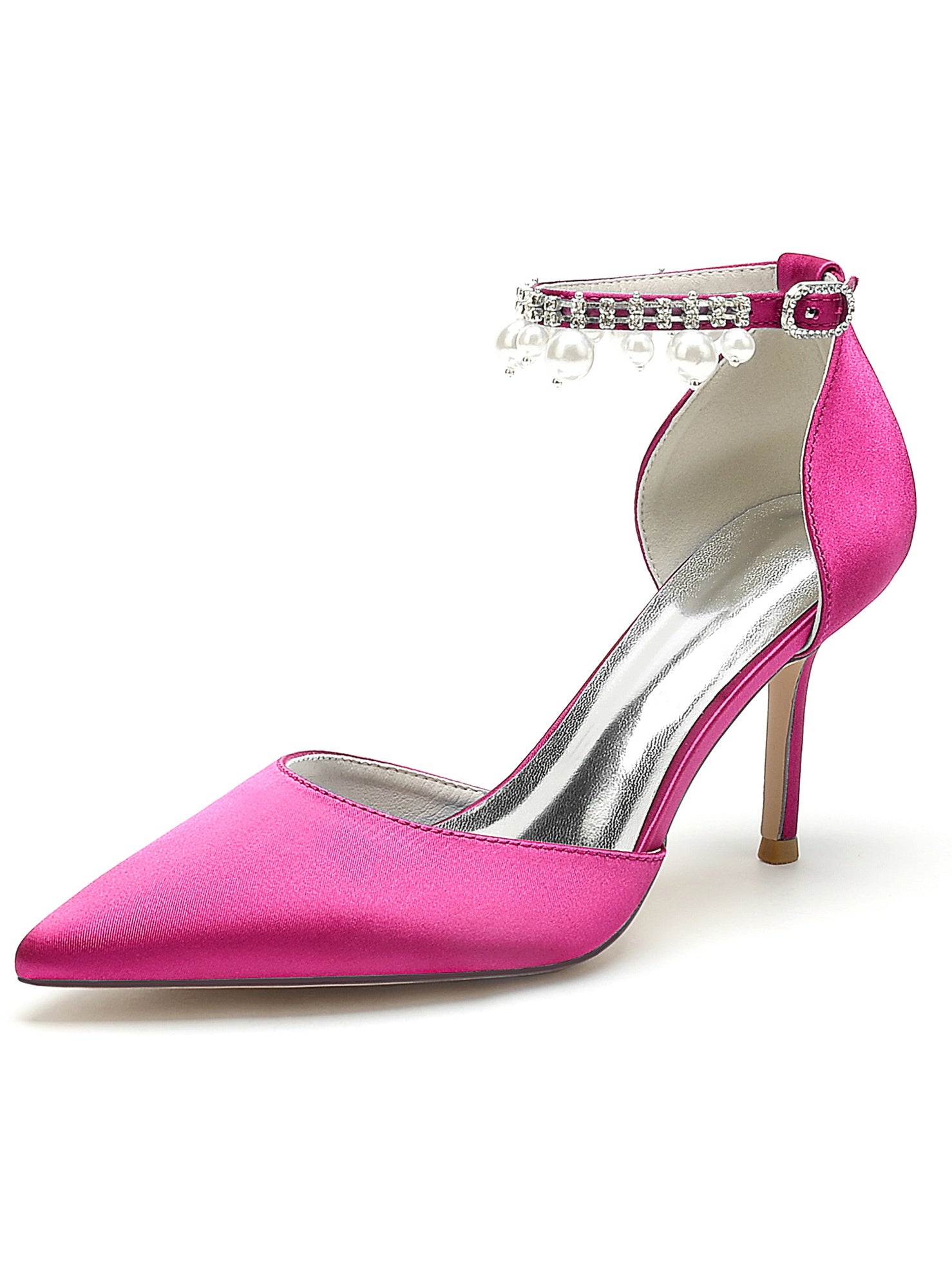 Beaded High Heel Bridesmaid Shoes with Pointed Toe for Women