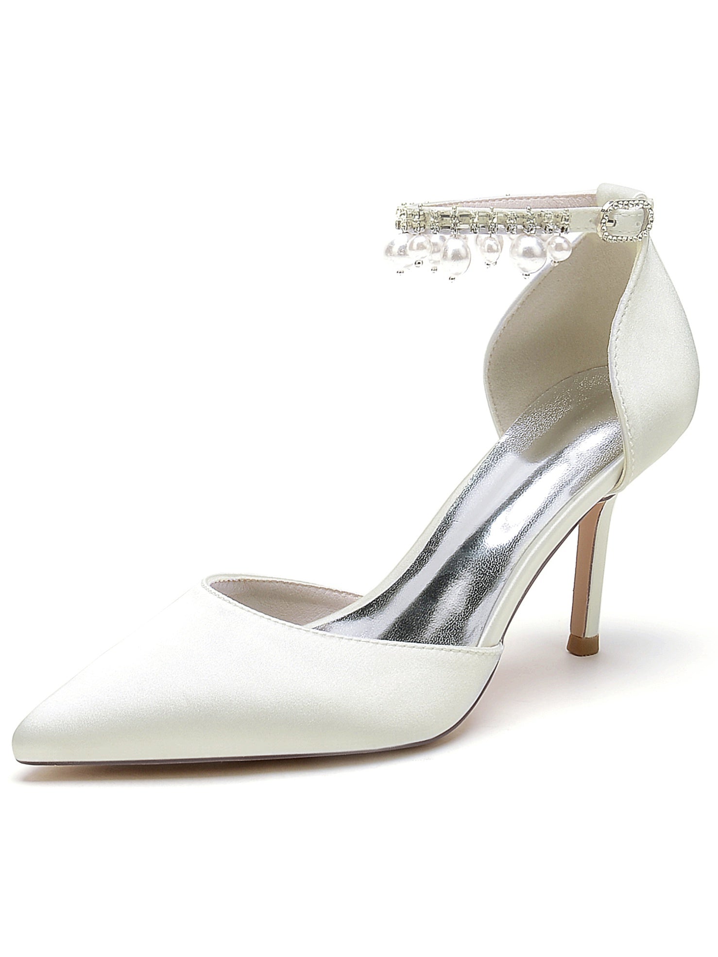 Beaded High Heel Bridesmaid Shoes with Pointed Toe for Women