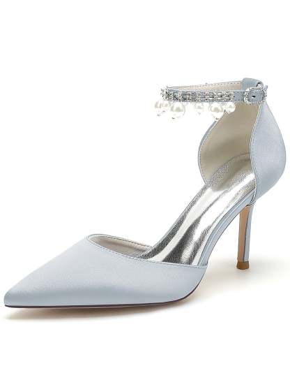 Beaded High Heel Bridesmaid Shoes with Pointed Toe for Women