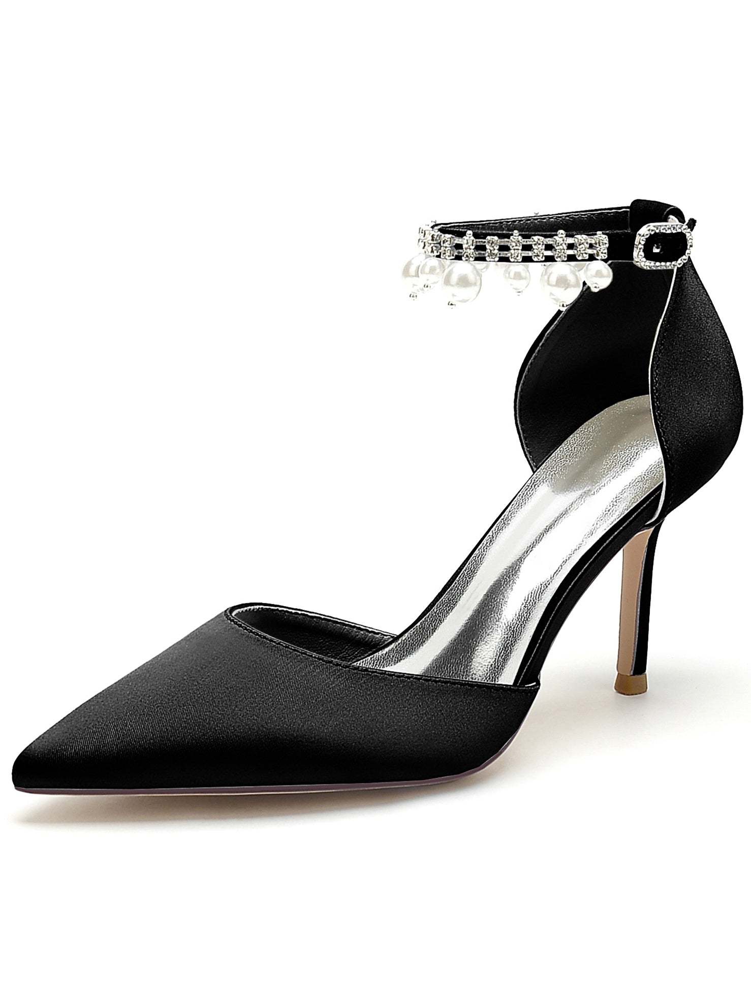 Beaded High Heel Bridesmaid Shoes with Pointed Toe for Women