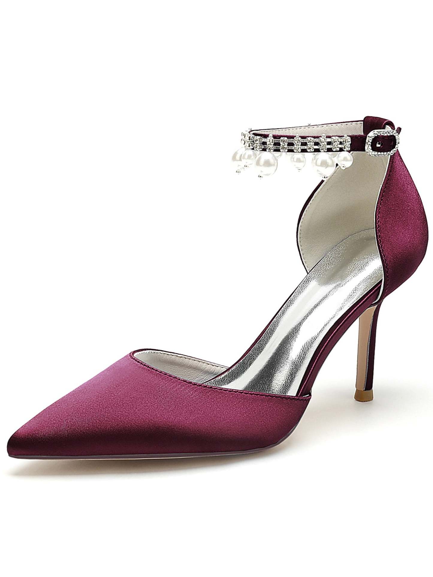 Beaded High Heel Bridesmaid Shoes with Pointed Toe for Women