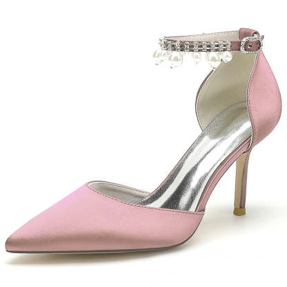 Beaded High Heel Bridesmaid Shoes with Pointed Toe for Women