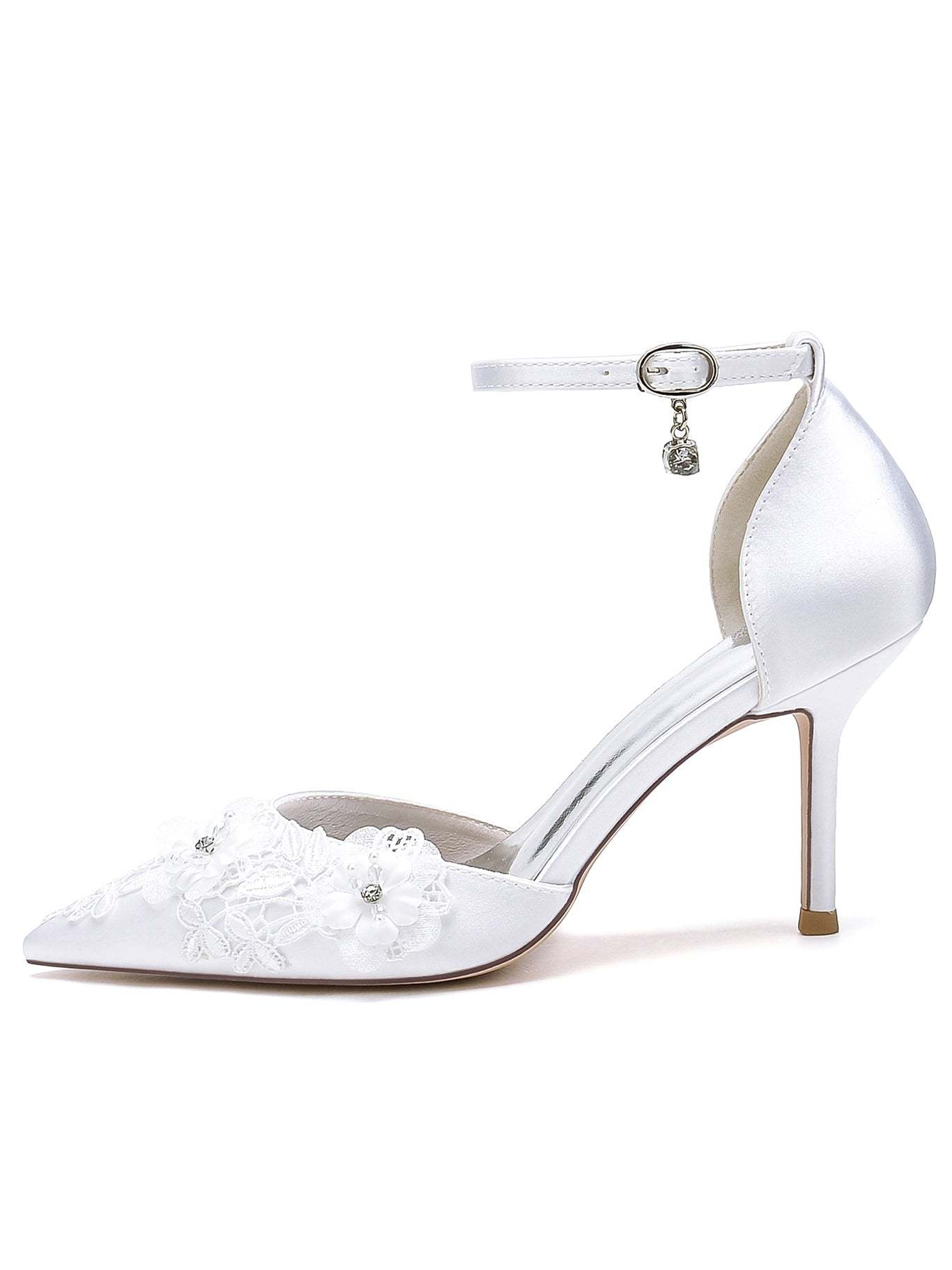 Bridesmaid Stiletto Heels with Applique and Pointed Toe for Women